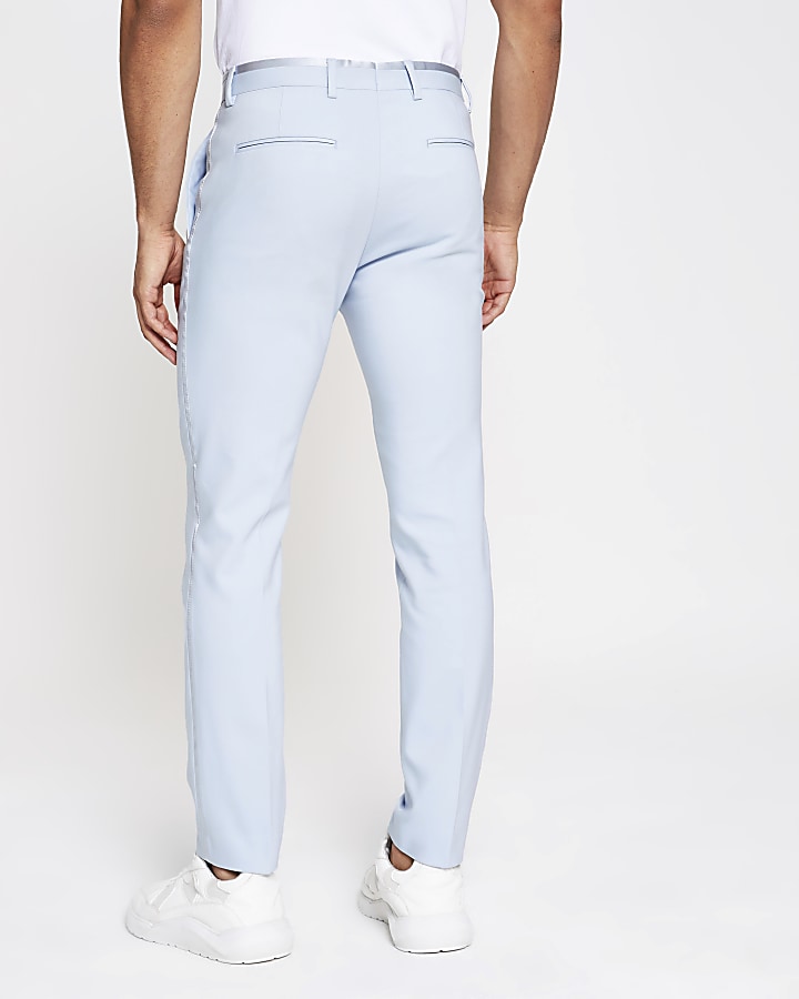 Light blue skinny stretch suit trousers