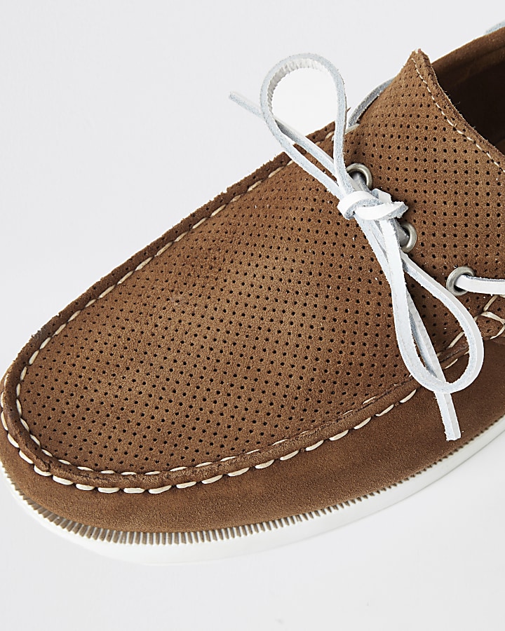 Light brown suede boat shoes