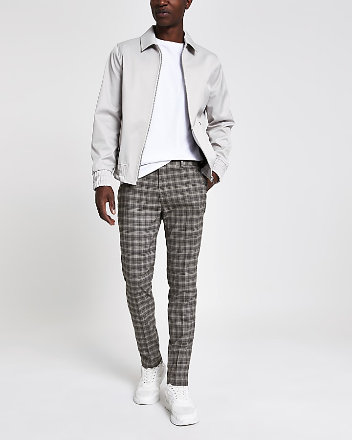 Grey check skinny smart trousers