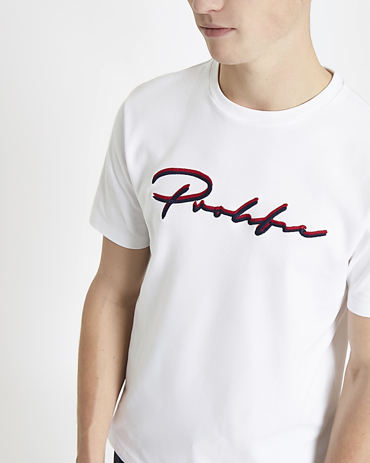 White Prolific embroidered slim fit T-shirt