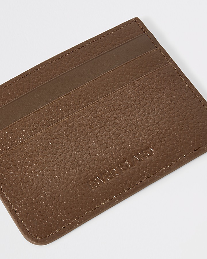 Tan RI textured leather cardholder