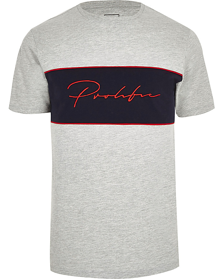 Prolific grey embroidered T-shirt