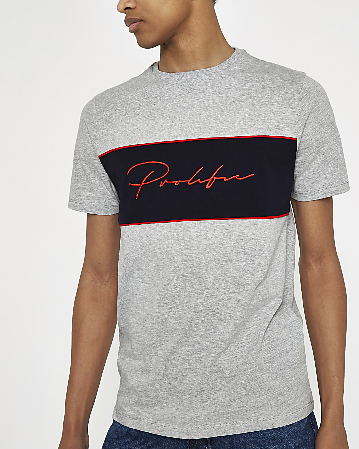 Prolific grey embroidered T-shirt