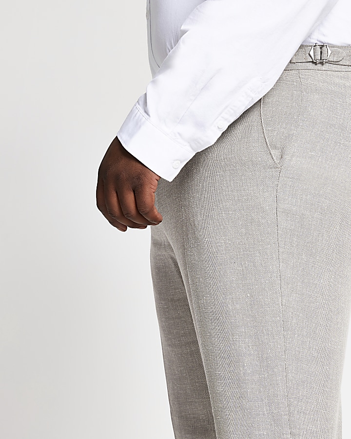 Big and Tall ecru suit trousers