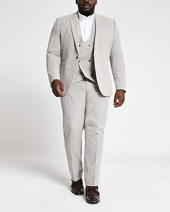 Big and Tall ecru suit trousers