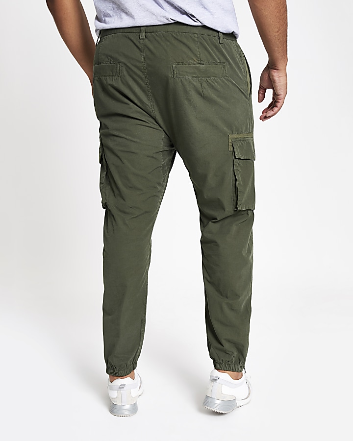 Big and Tall khaki slim fit cargo trousers