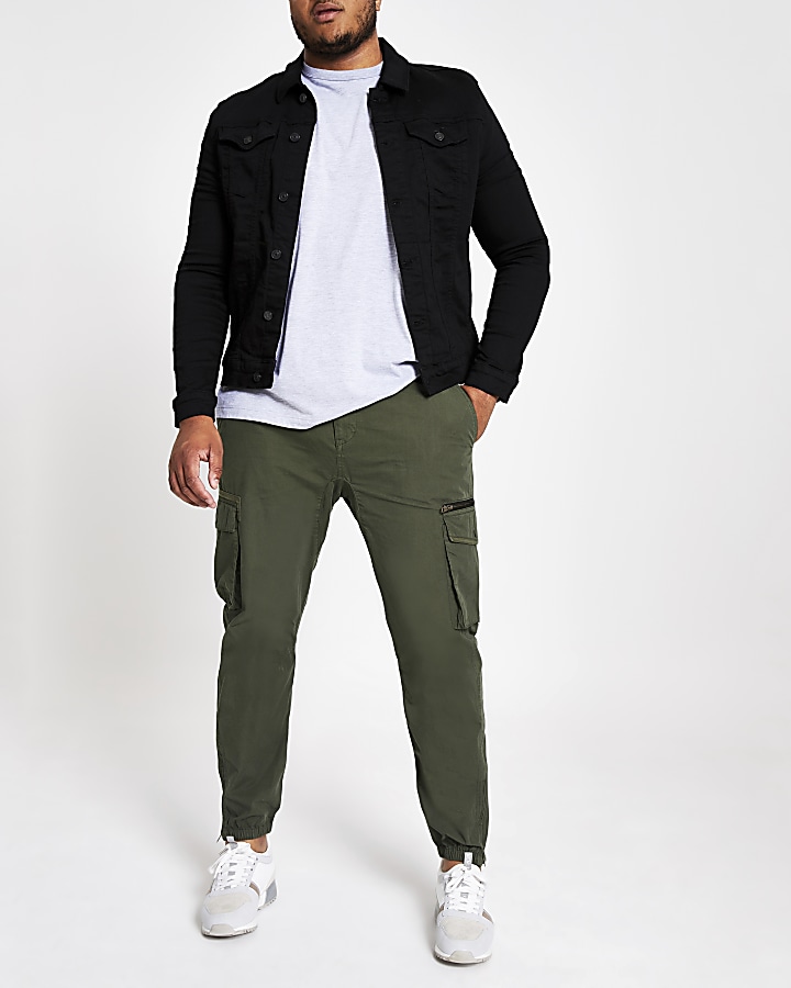 Big and Tall khaki slim fit cargo trousers
