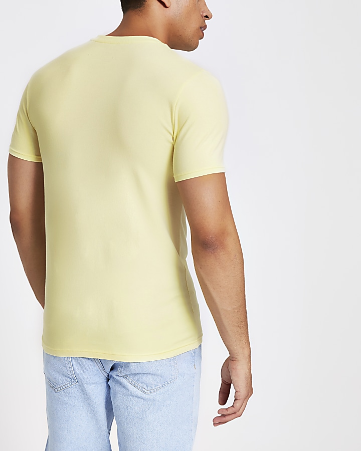 Yellow muscle fit crew neck T-shirt