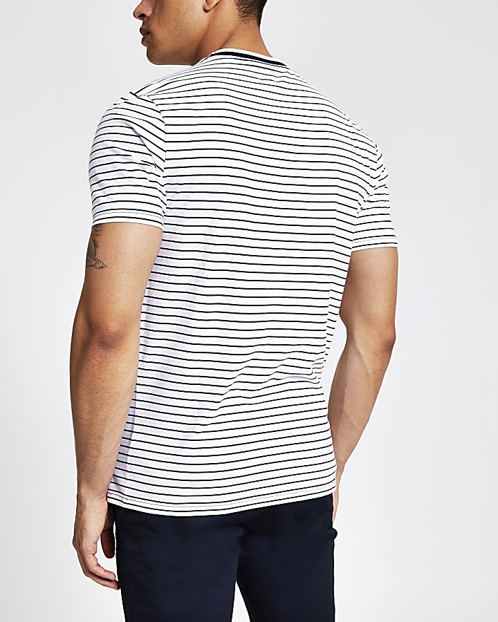 White stripe muscle fit T-shirt