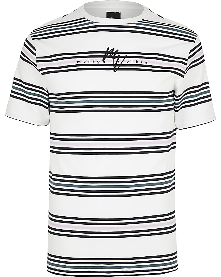White stripe Maison Riviera slim fit T-shirt