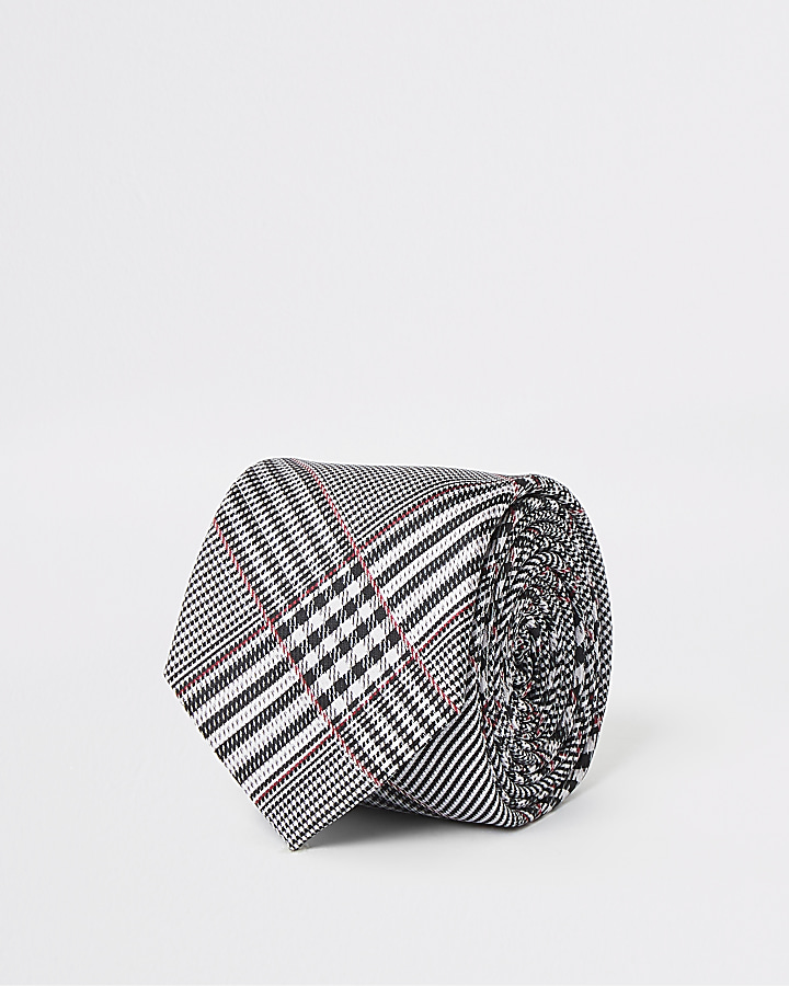 Grey check tie