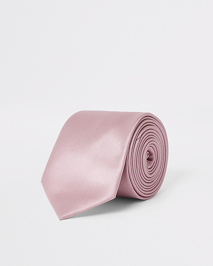 Pink tie and floral handkerchief set