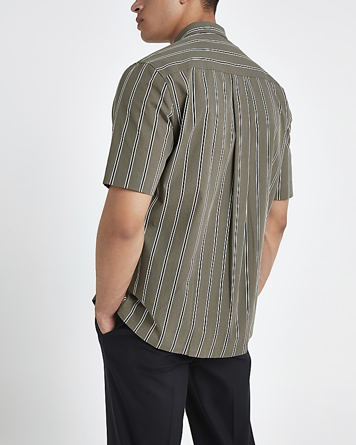 Green stripe chest pocket shirt