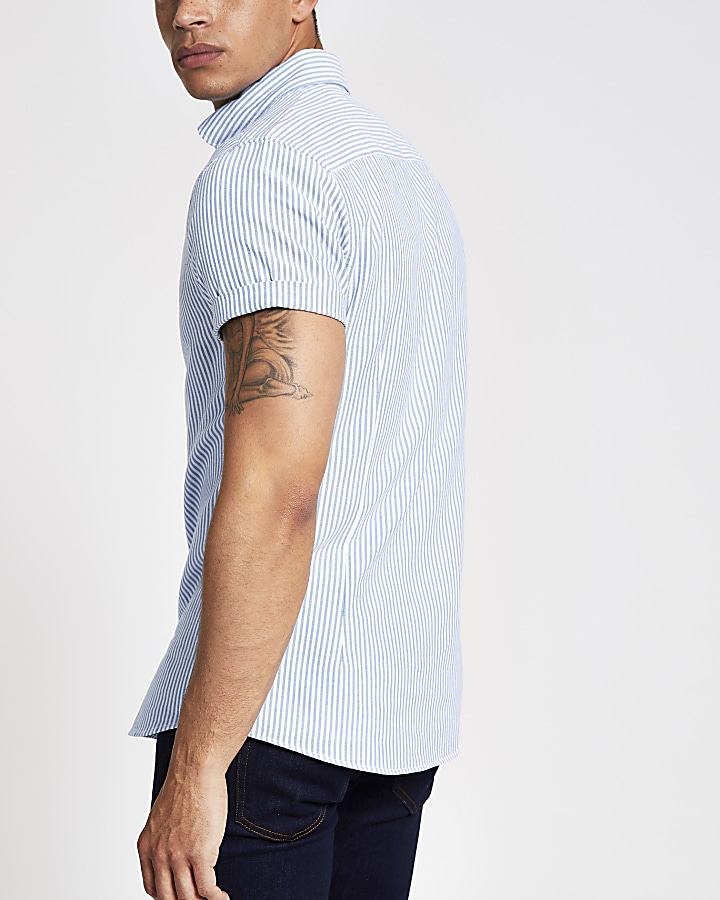 Dark blue stripe regular fit Oxford shirt