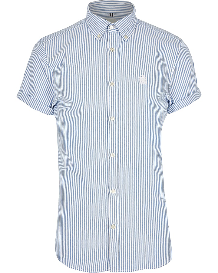 Dark blue stripe regular fit Oxford shirt
