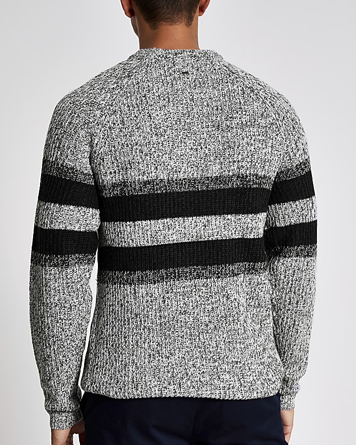 Only & Sons grey stripe knitted jumper