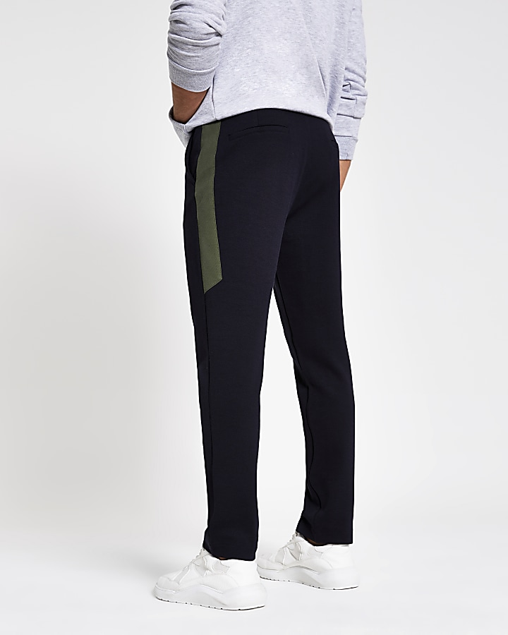 Navy pique jogger trousers