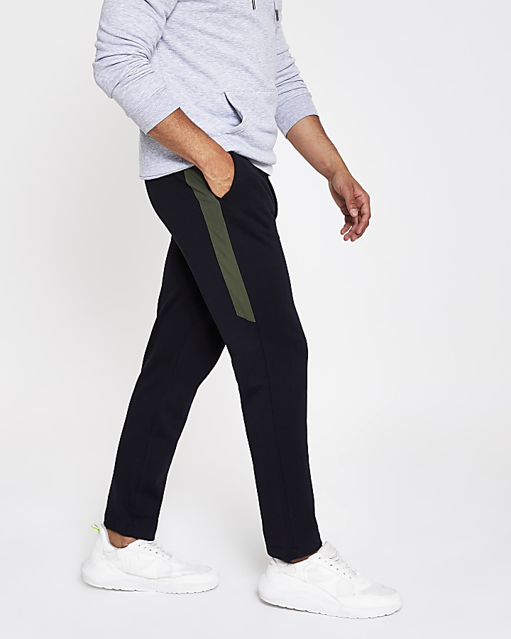 Navy pique jogger trousers