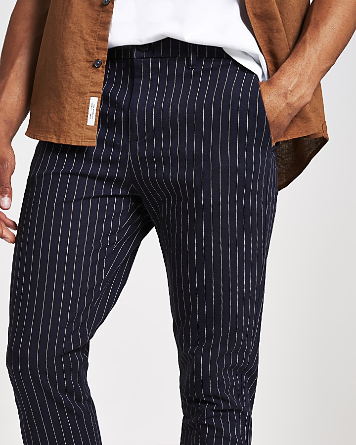 Navy stripe skinny trousers