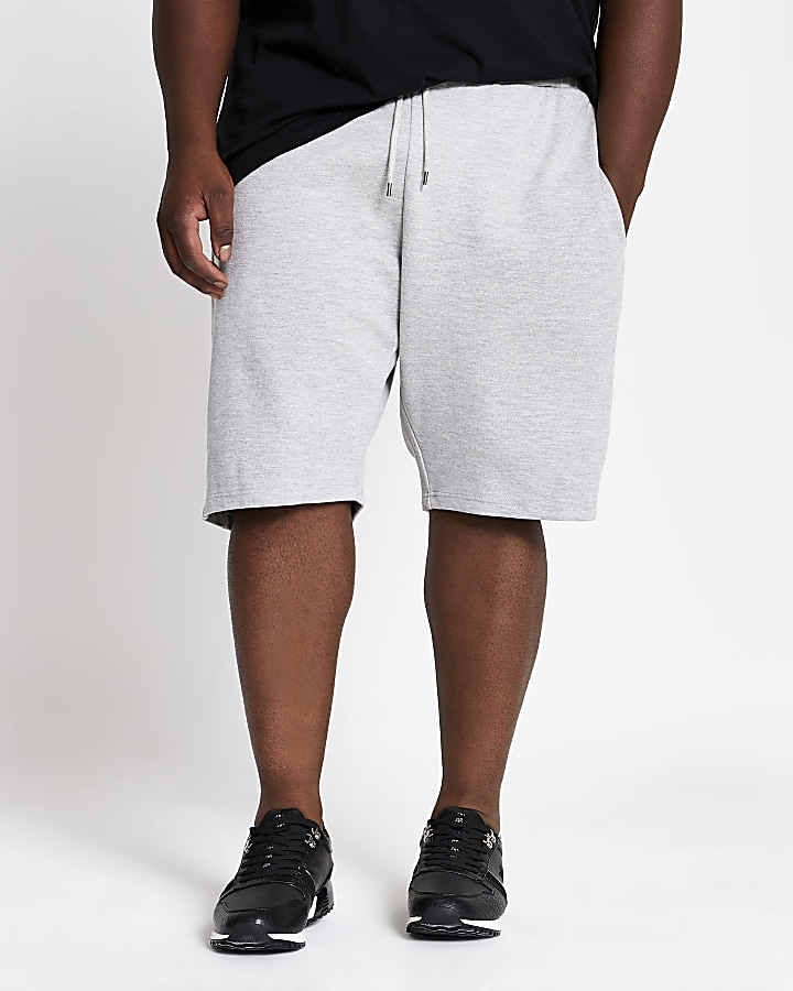 Big and Tall grey slim fit pique shorts