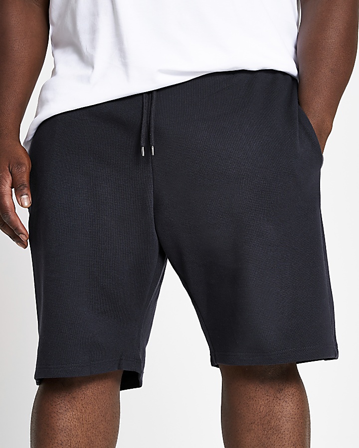 Big and Tall navy slim fit pique shorts