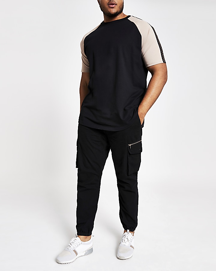 Big and Tall black raglan slim fit T-shirt