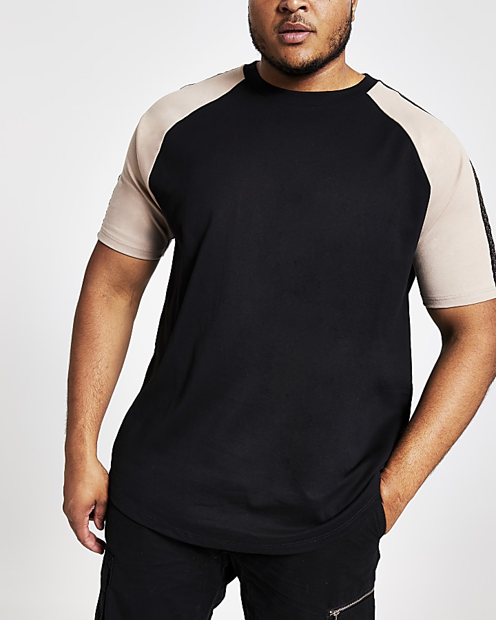 Big and Tall black raglan slim fit T-shirt