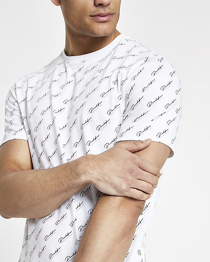 White 'Prolific' monogram slim fit T-shirt