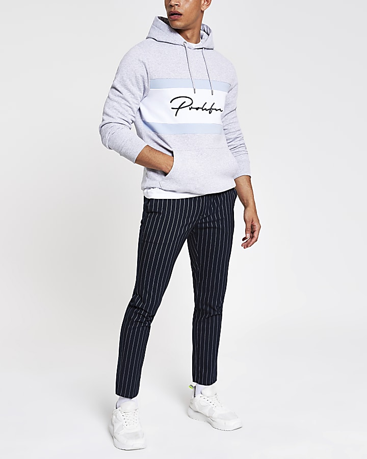 Grey Prolific block slim fit hoodie