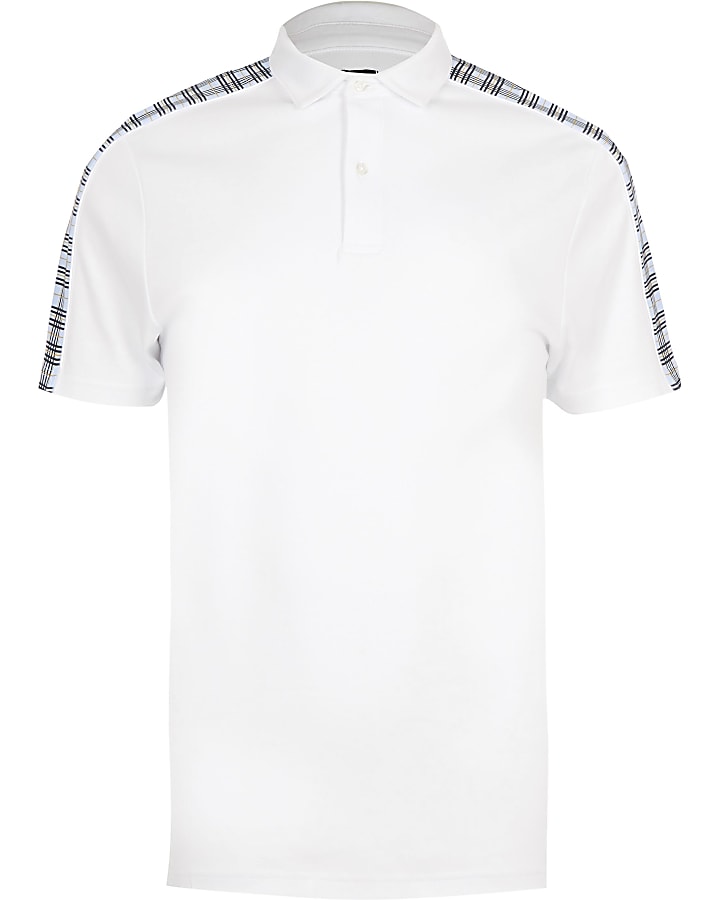 White check muscle fit polo shirt