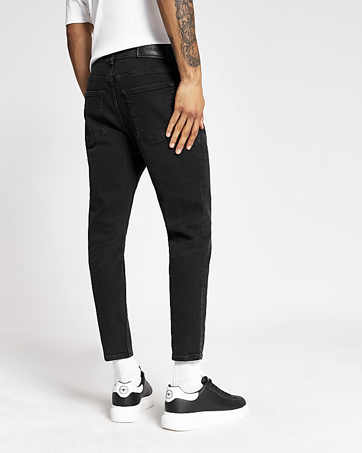Black wash Jimmy tapered cropped jeans