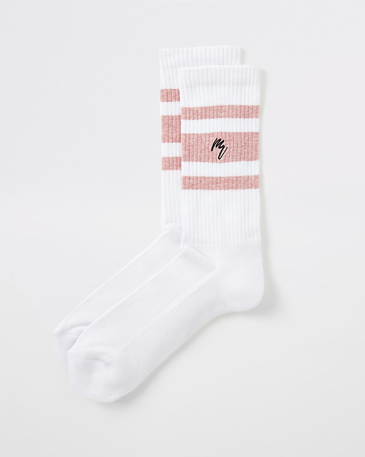 White Maison Riviera stripe socks