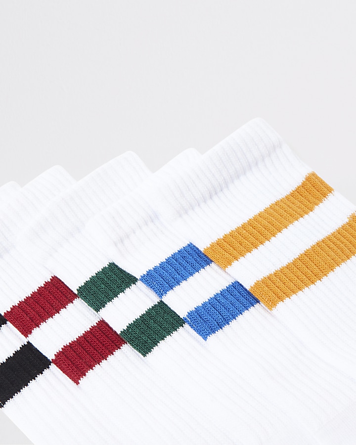 White stripe trim tube socks 5 pack