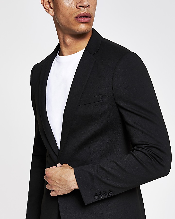 Black super skinny suit jacket
