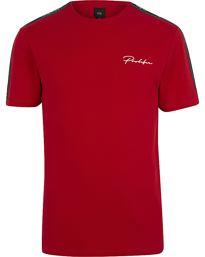 Red Prolific tape slim fit T-shirt