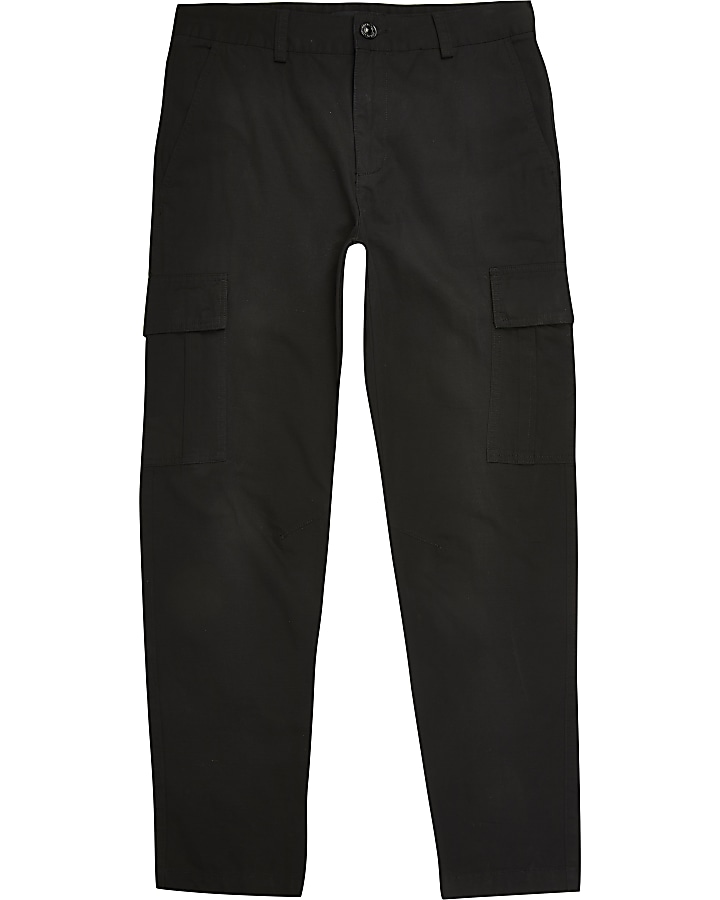 Black skinny cargo trousers