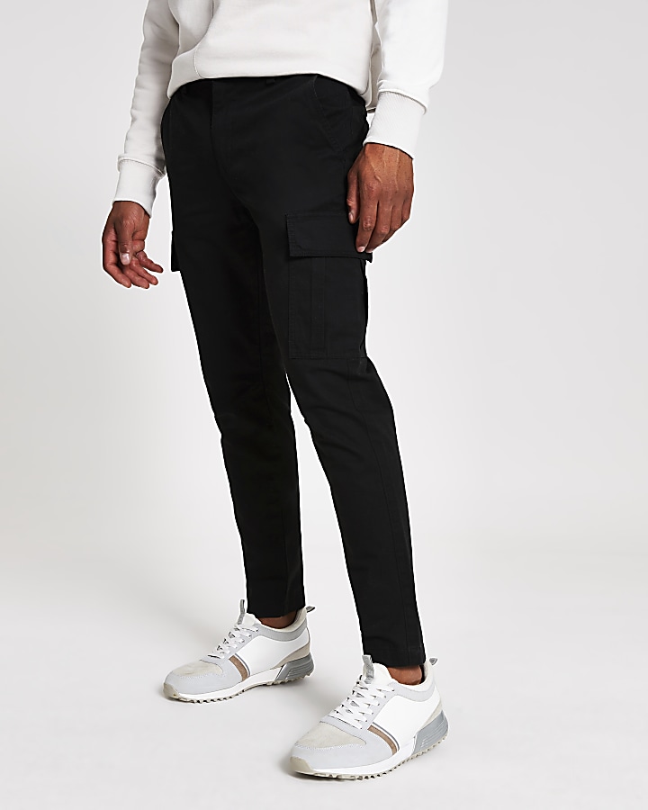 Black skinny cargo trousers