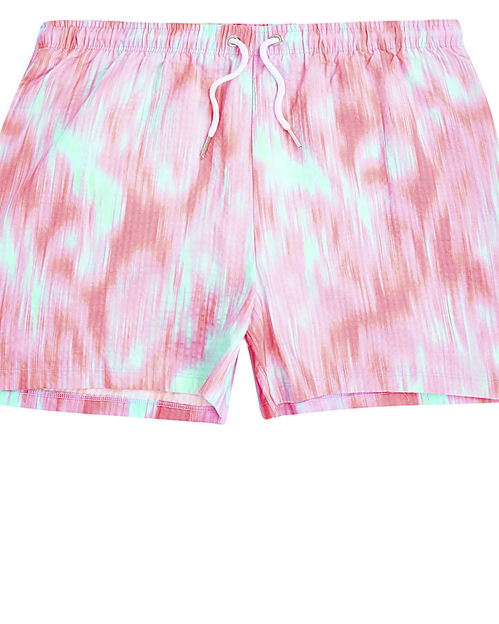 Pink tie dye slim fit shorts