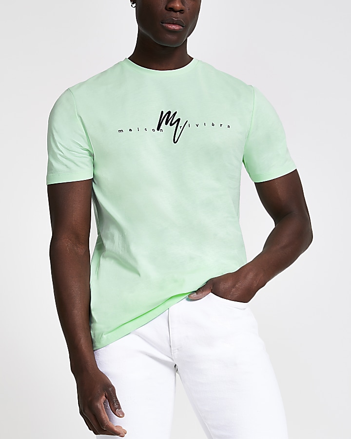 Mint green Maison Riviera slim fit T-shirt