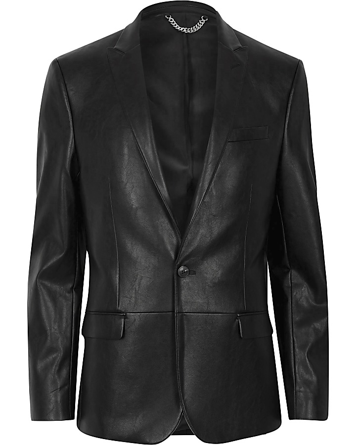 Smart Western faux leather skinny fit blazer