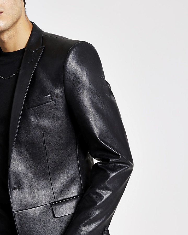 Smart Western faux leather skinny fit blazer