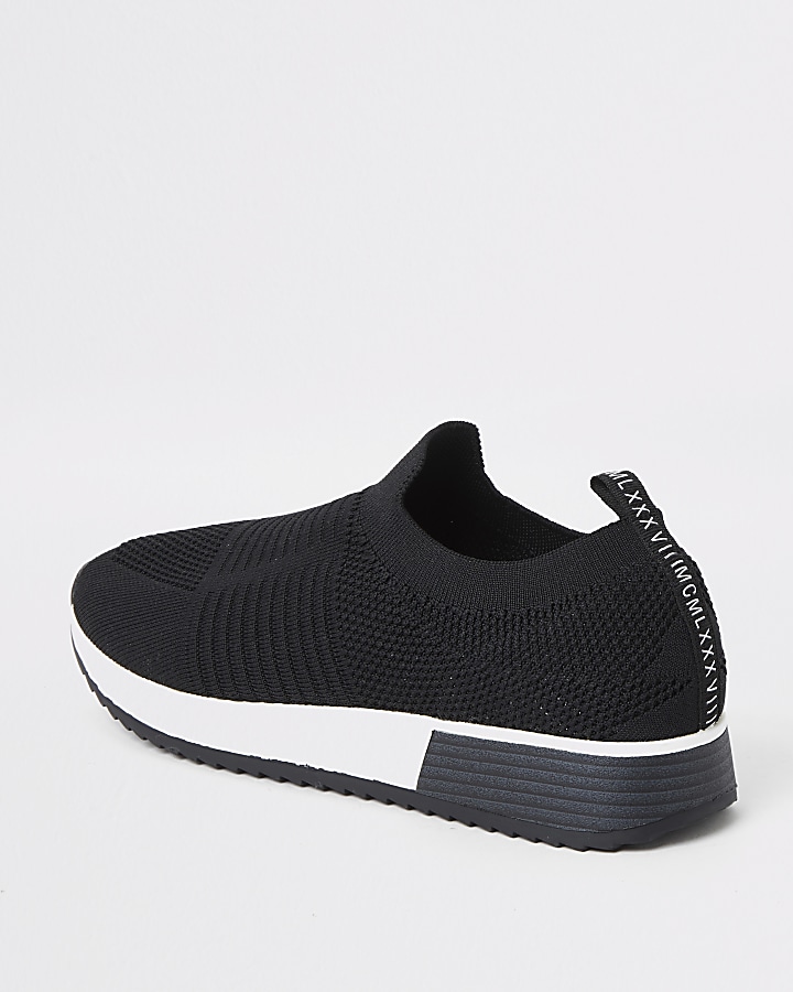 Black knit runner trainers