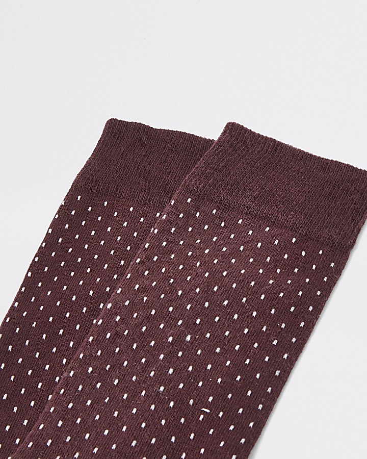 Burgundy spot print socks