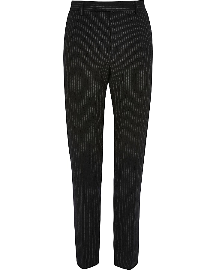 Navy pinstripe skinny suit trousers