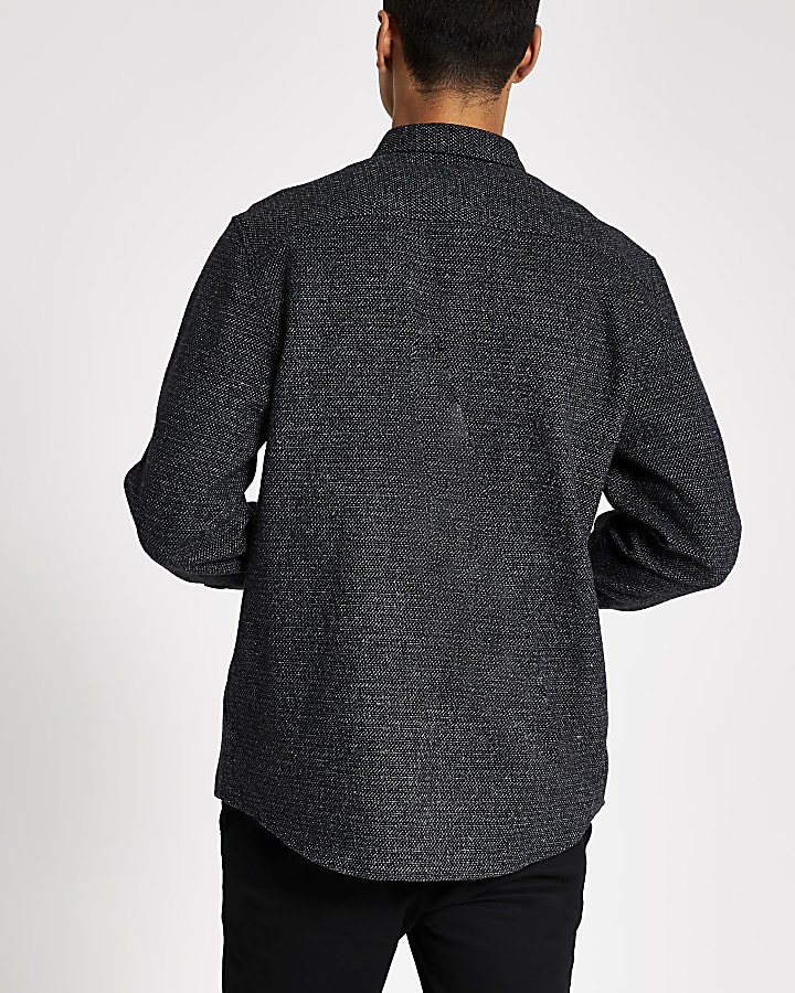 Dark grey textured long sleeve shirt