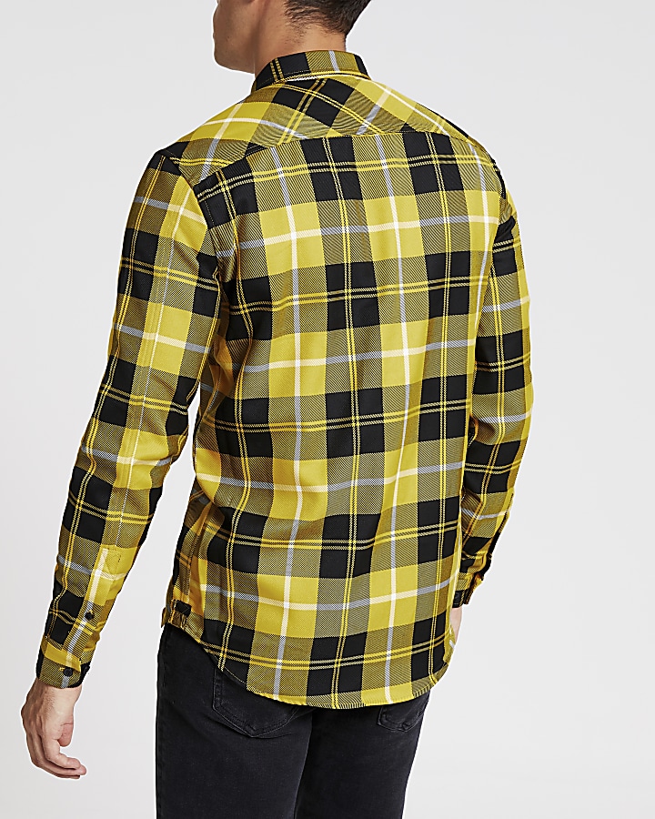 Yellow check regular fit shirt