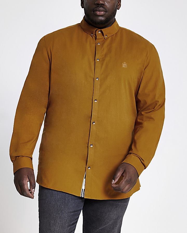 Big and Tall yellow slim fit Oxford shirt
