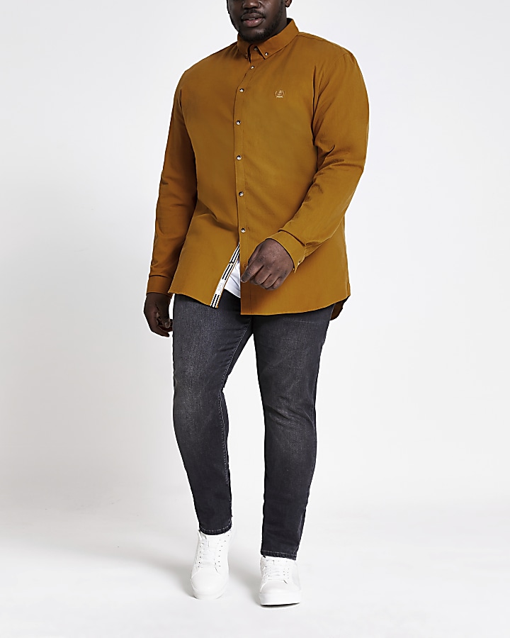 Big and Tall yellow slim fit Oxford shirt