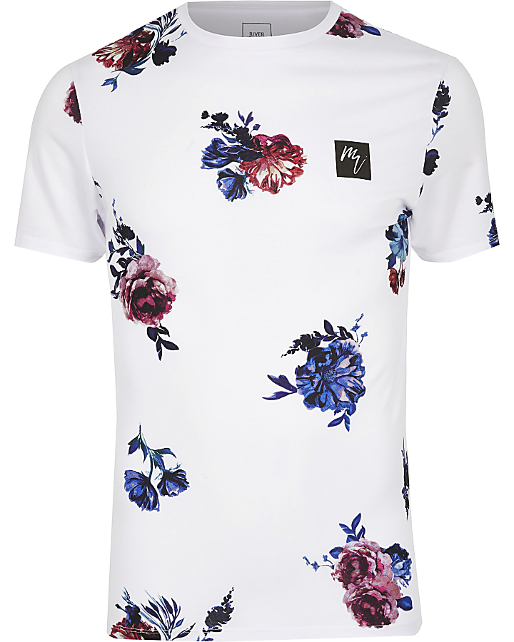 White floral Maison Riviera slim fit T-shirt