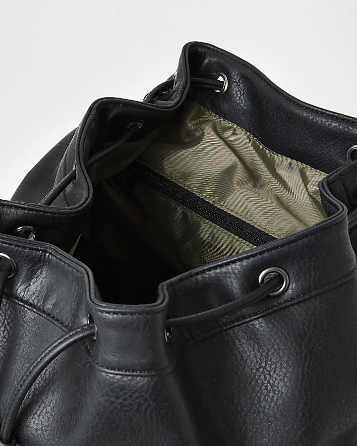 Black double buckle flapover backpack
